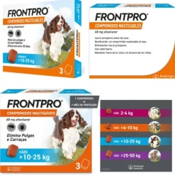 Frontpro Antiparasitario Para Perros 3 Comprimidos Masticables 10 25 Kg