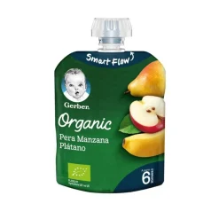 GERBER Bolsita de Puré de Pera, Manzana y Plátano BIO +6 Meses 90g