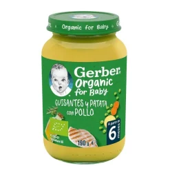 GERBER Organic Tarrito de Puré Guisantes, Patata y Pollo 190g