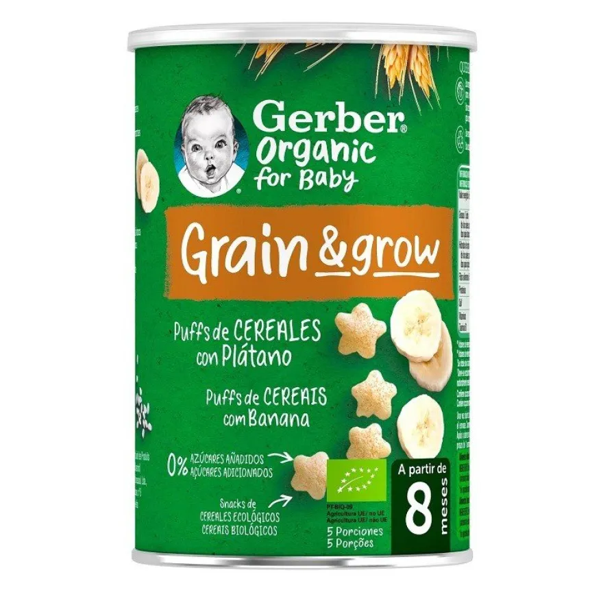 GERBER Puff Snacks de Cereales con Plátano +8 Meses 35g