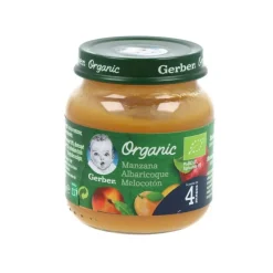 GERBER Tarrito de Puré de Manzana, Albaricoque y Melocotón BIO +4 Meses 125g