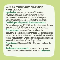 Granero Suplementos Maca Bio 100+20 Cápsulas