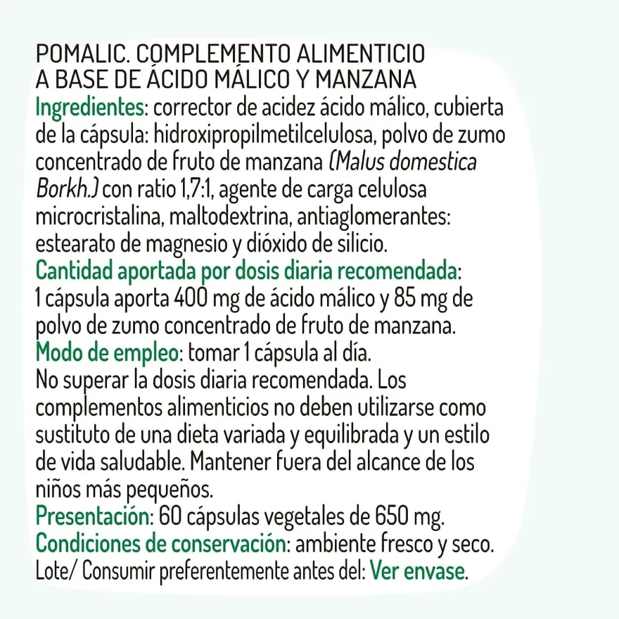 Granero Suplementos Pomalic Plus Ácido Málico 60 VCápsulas