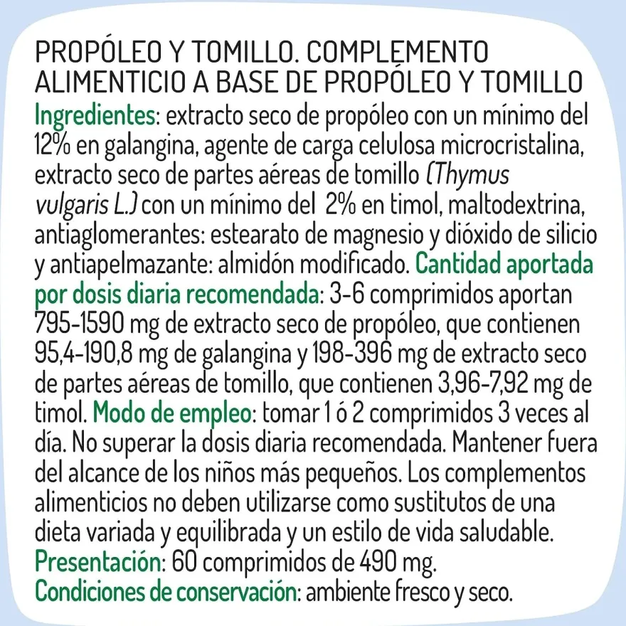 Granero Suplementos Propóleo + Tomillo 60 Comprimidos