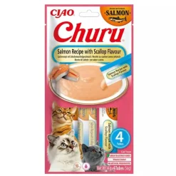 Inaba Churu Cat Salmón con Vieira Snack Gatos 4 x 14 g