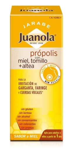JUANOLA Jarabe Própolis con Miel, Tomillo y Altea Sabor Miel 140 ml