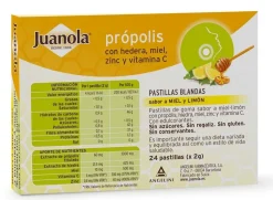 JUANOLA Própolis con Hedera, Miel, Zinc y Vit C sabor Miel y Limón 24 Pastillas Blandas
