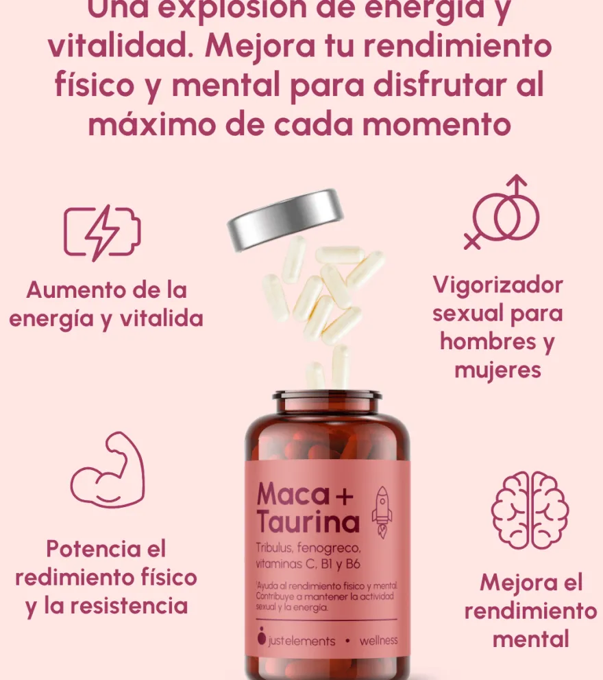 Just Elements Maca Negra + Taurina 120 Cápsulas