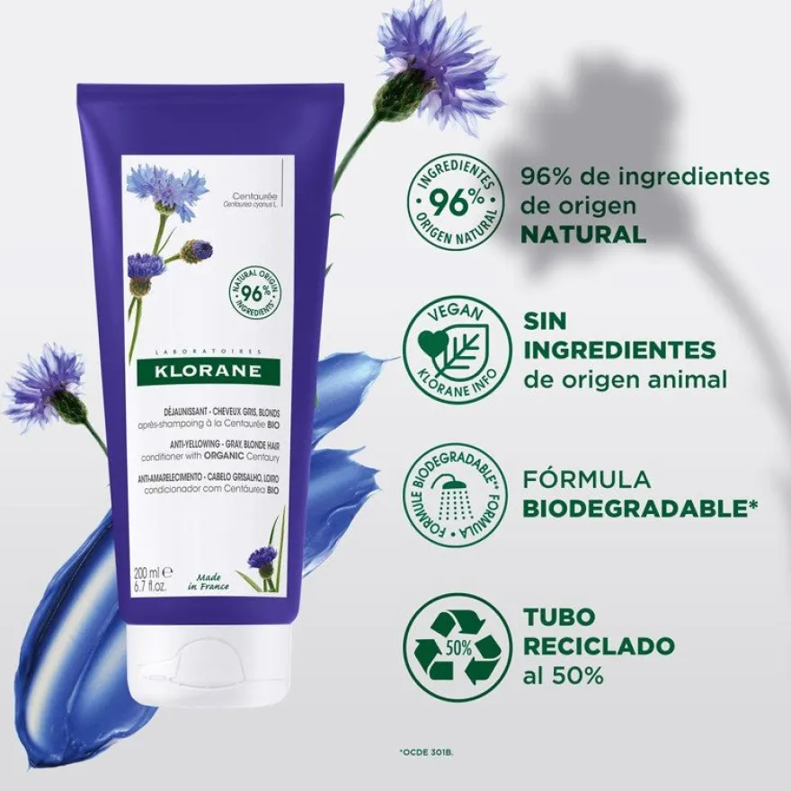 KLORANE Acondicionador a la Centaurea Pelo Rubio y Gris 200 ml