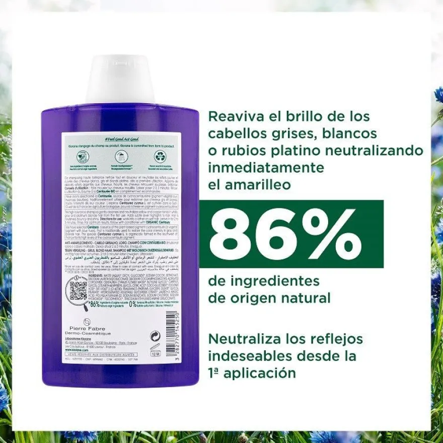 KLORANE Champú a la Centaurea BIO Reflejos Plateados 400ml