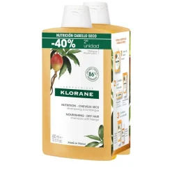 Klorane Champú nutritivo al Mango 2x400 ml