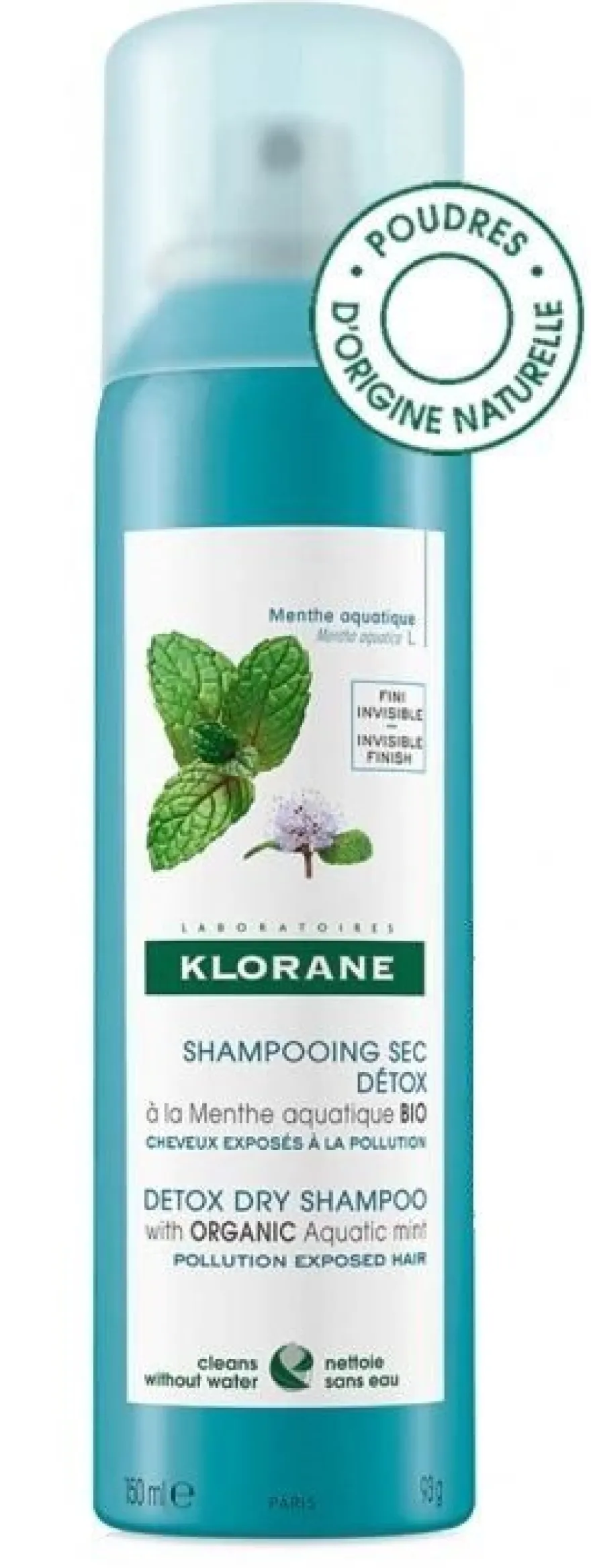 KLORANE Champú Seco a la Menta Acuática 150ml