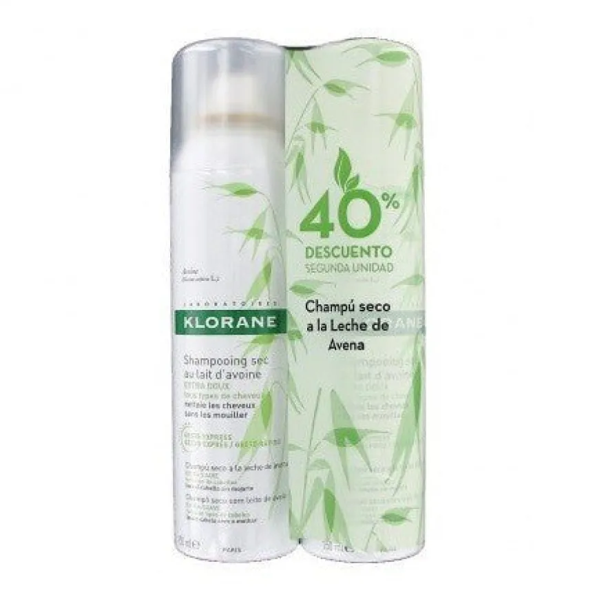 KLORANE Champú Seco con Leche de Avena DUPLO 2x150ml