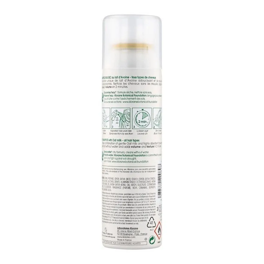 KLORANE Champú Seco con Leche de Avena 150ml