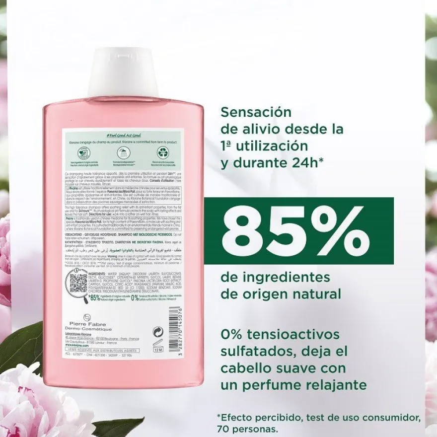KLORANE Peonía Champú Cabello Irritado 400ml