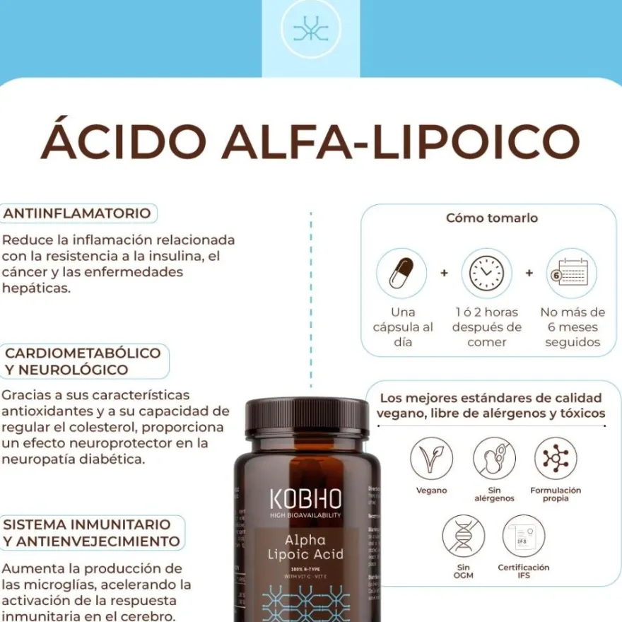 Kobho Labs Ácido Alfa-Lipoico 60 Cápsulas