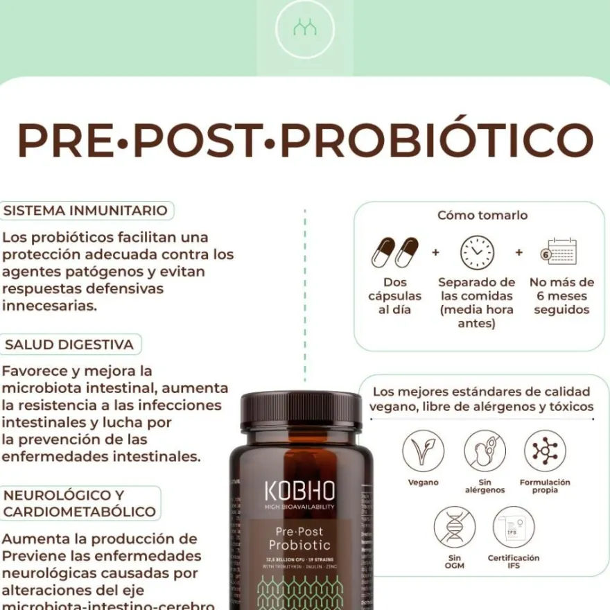 Kobho Labs Pre-Post Probiótico 60 Cápsulas
