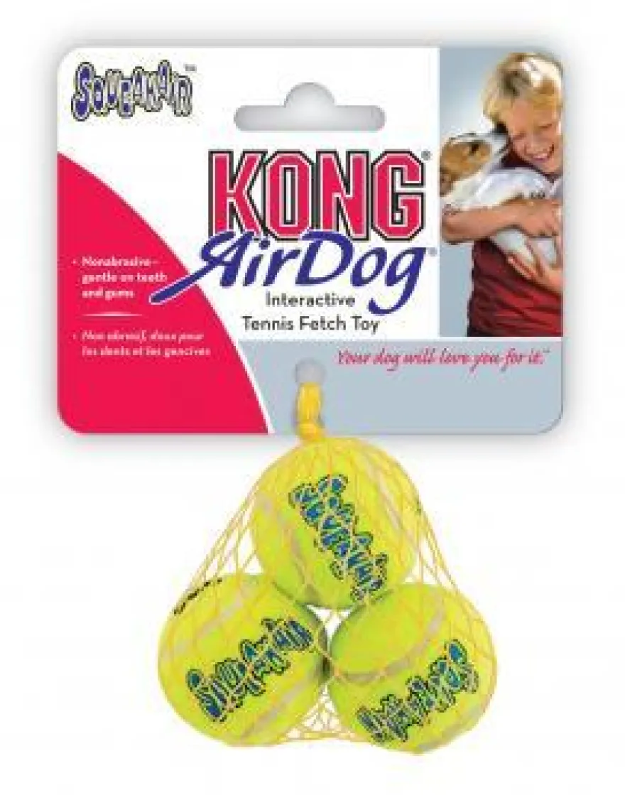 Kong Air Dog Pelotas Squeaker Amarillo 3 uds