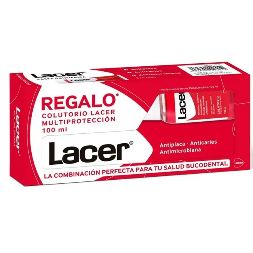 LACER Pasta Dental con Flúor Anticaries 125ml + Colutorio 100ml GRATIS