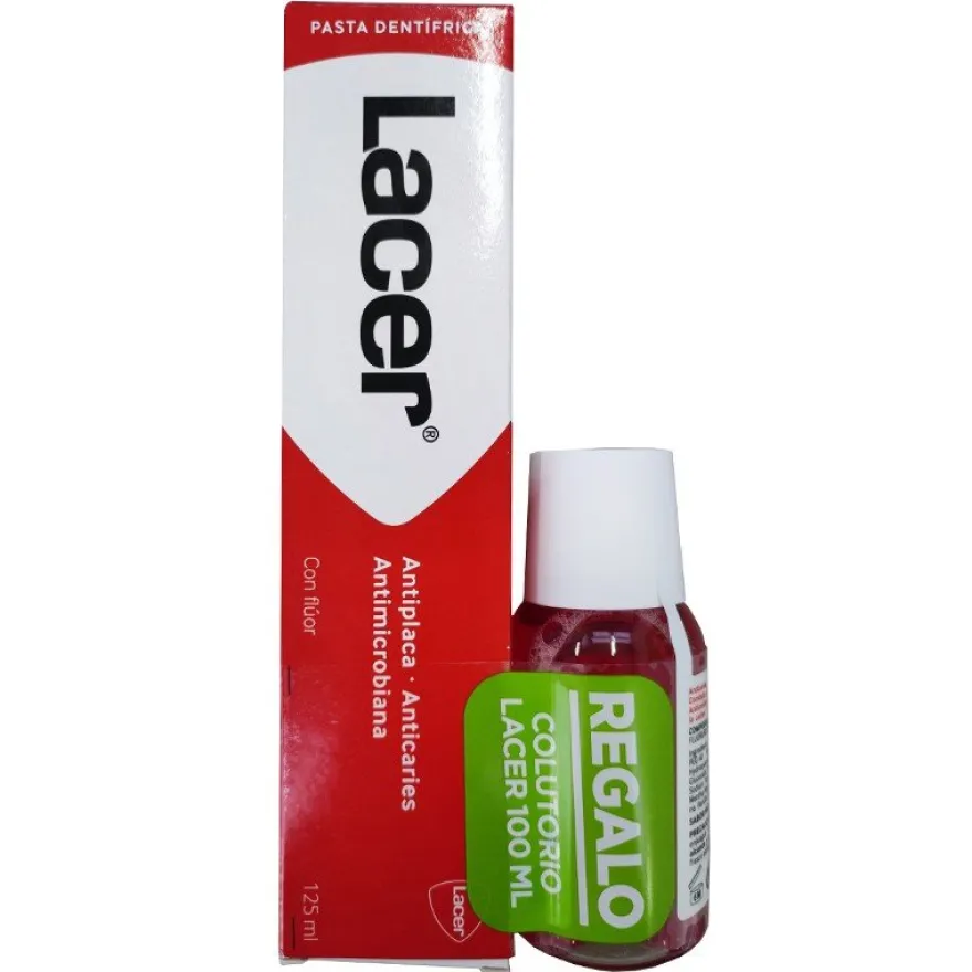 LACER Pasta Dental con Flúor Anticaries 125ml + Colutorio 100ml GRATIS