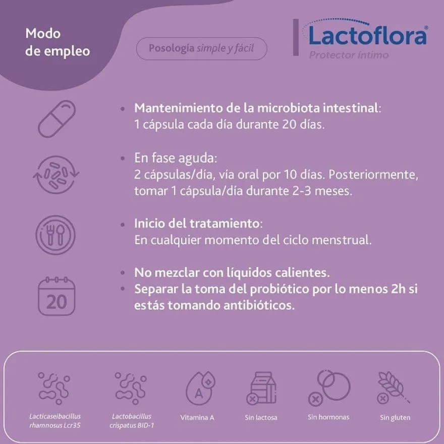LACTOFLORA Ciscare Probiótico Arándano Rojo 30 caps + Protector Íntimo 20 caps