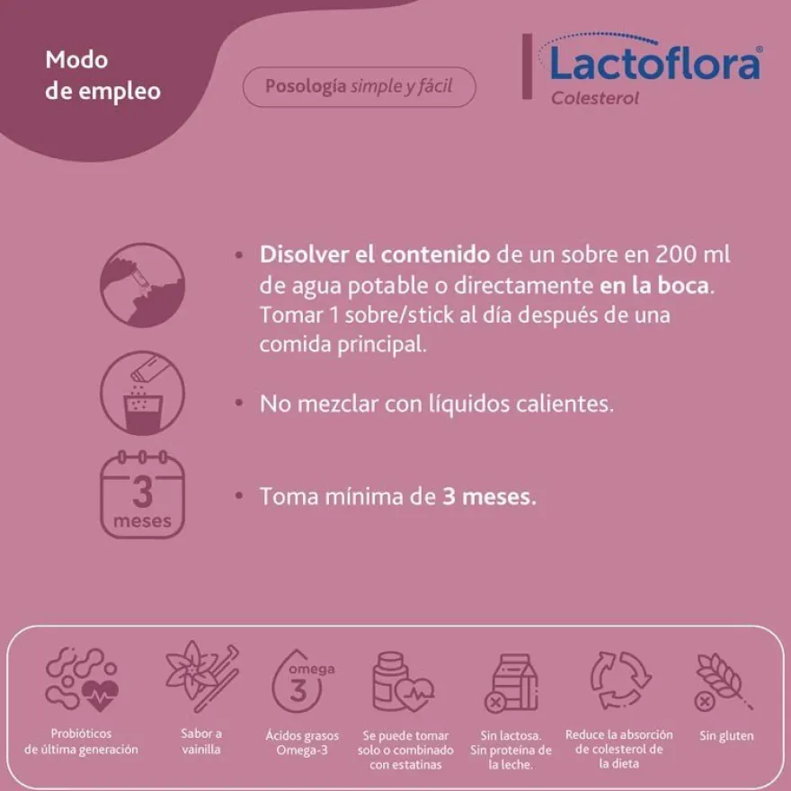 LACTOFLORA Colesterol sabor Vainilla 30 sobres