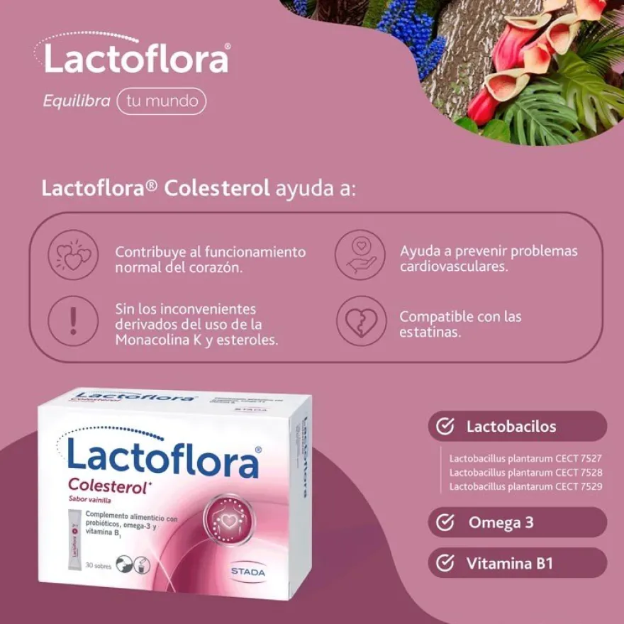 LACTOFLORA Colesterol sabor Vainilla 30 sobres