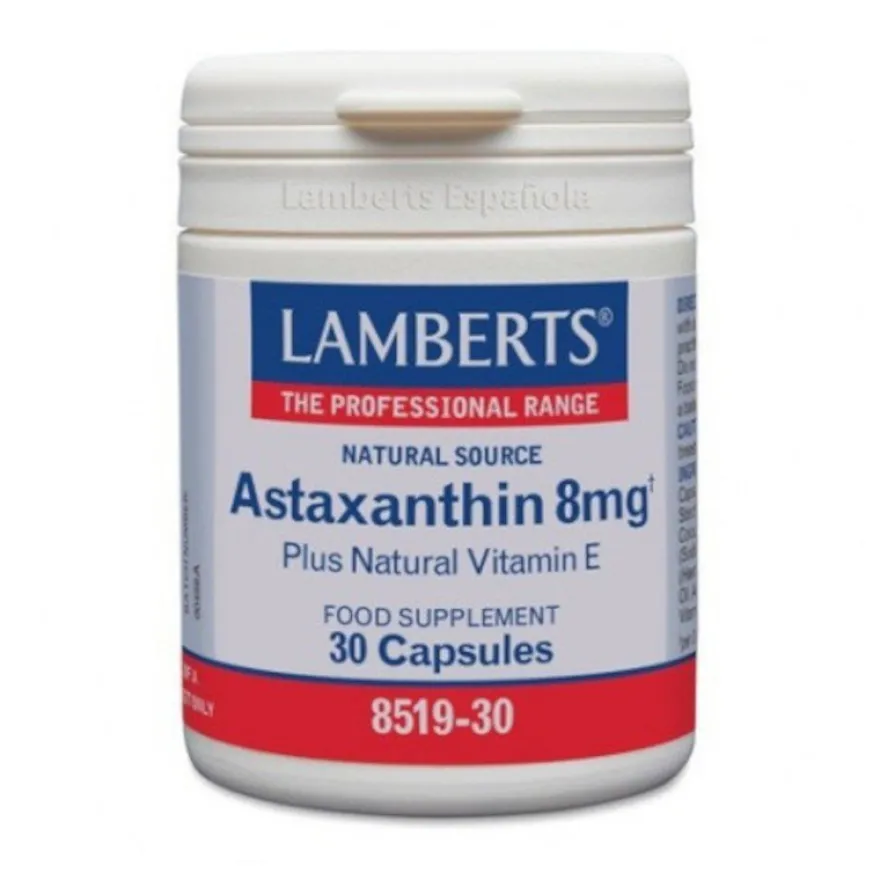 Lamberts Astaxantina 8 mg con Vitamina E 30 Cápsulas