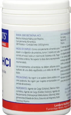 Lamberts Betaina Hcl 324 Mg 180 Tabs