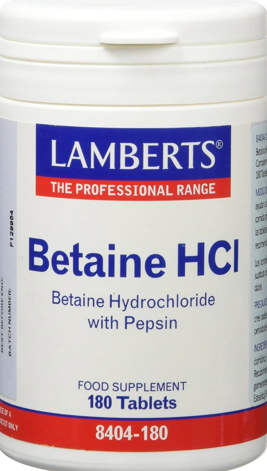 Lamberts Betaina Hcl 324 Mg 180 Tabs