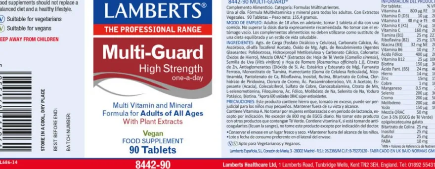Lamberts Multi-Guard Vitaminas y Minerales 90 Comprimidos