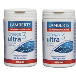Lamberts Omega 3 Ultra Aceite de Pescado Puro 1300 mg Duplo 2x60 Cápsulas