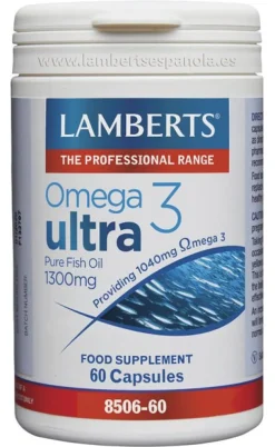 Lamberts Omega 3 Ultra Aceite de Pescado Puro 1300 mg Duplo 2x60 Cápsulas