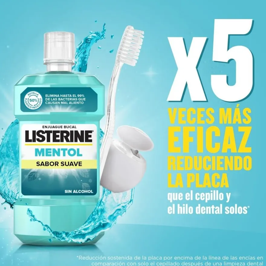 LISTERINE Mentol Sabor Suave 500 ml + 250 ml GRATIS