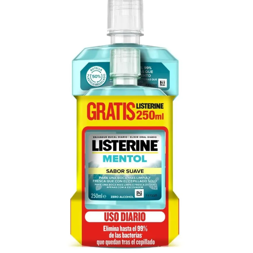 LISTERINE Mentol Sabor Suave 500 ml + 250 ml GRATIS