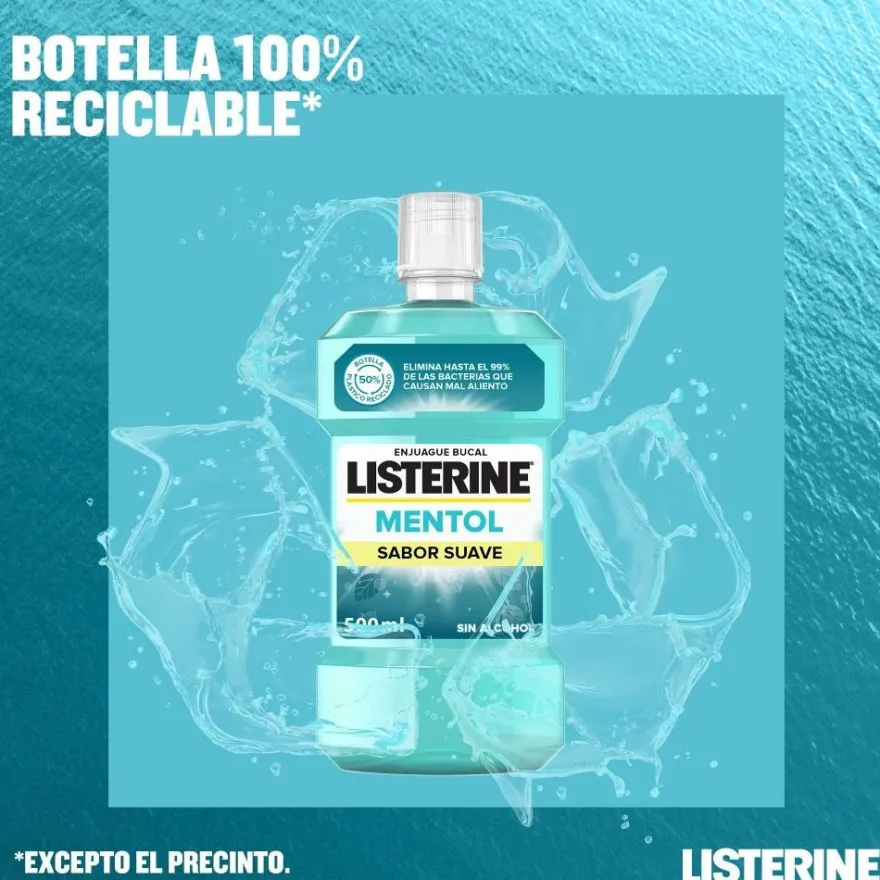 LISTERINE Mentol Sabor Suave 500 ml + 250 ml GRATIS