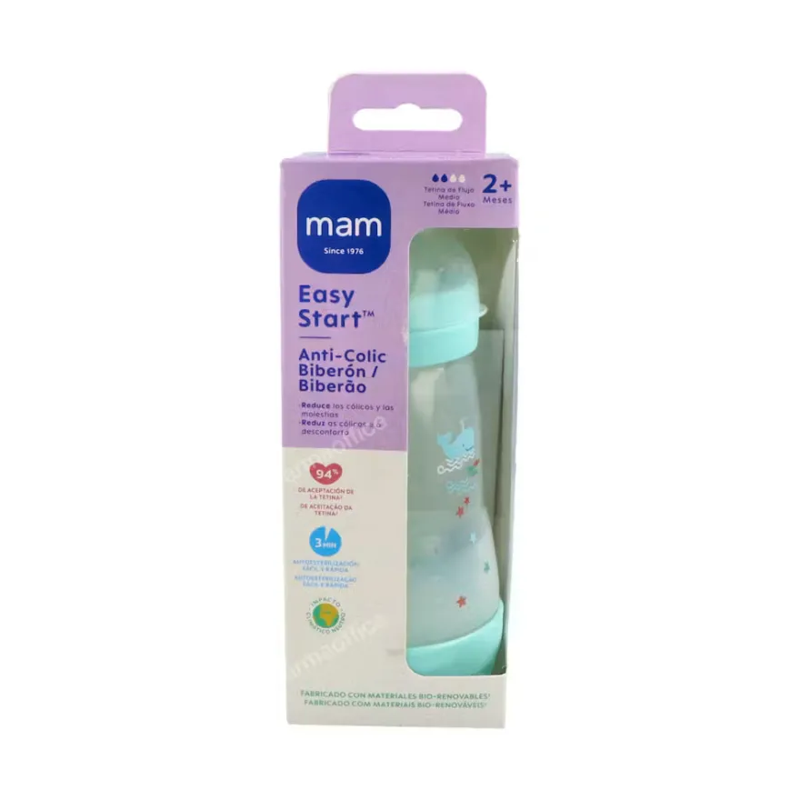 MAM Biberón Easy Start Anti Cólico 260ml - Verde
