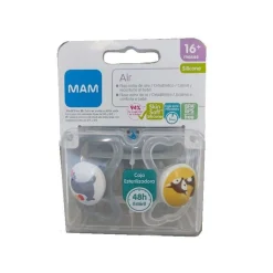 MAM Chupete Air Silicona 16+M 2 Unidades (Gris y Blanco)