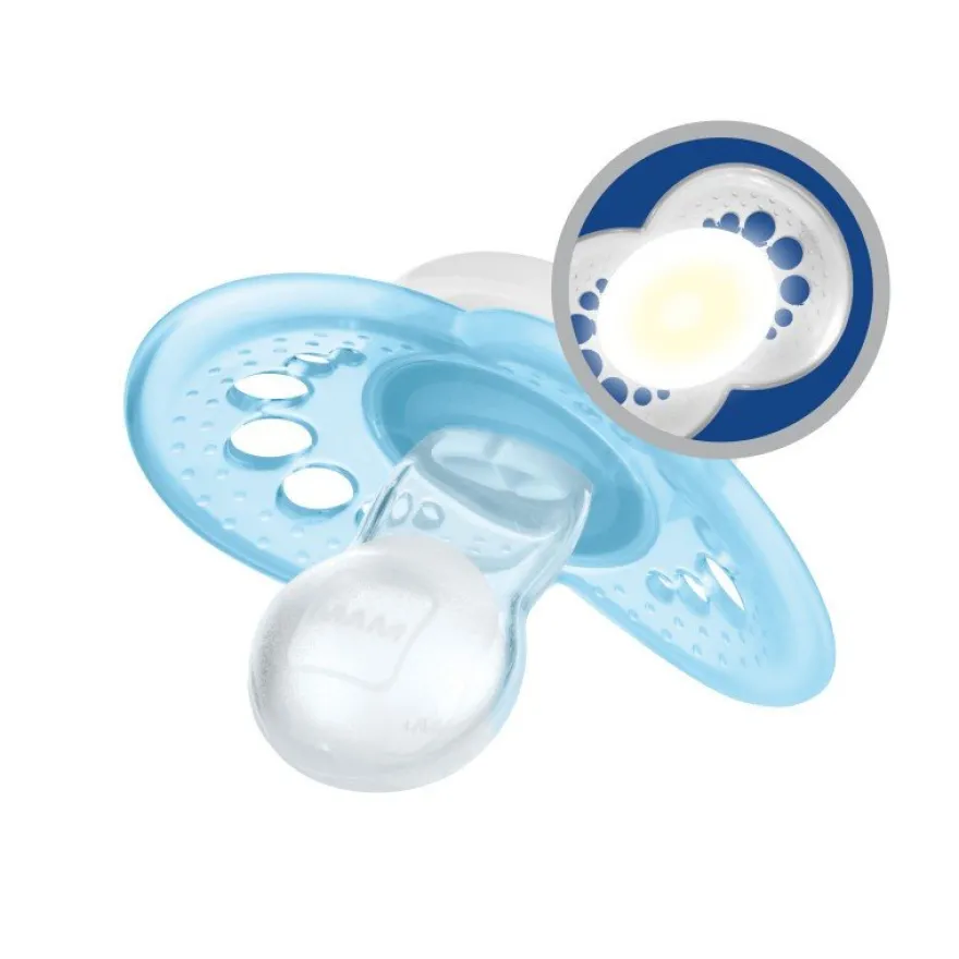MAM Chupete Original Night Látex 6+M 2 Unidades (Azul y Blanco)