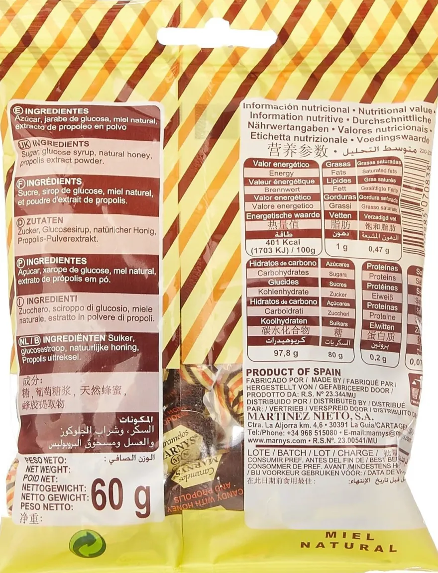 Marnys Caramelos Propóleo con Miel 60g