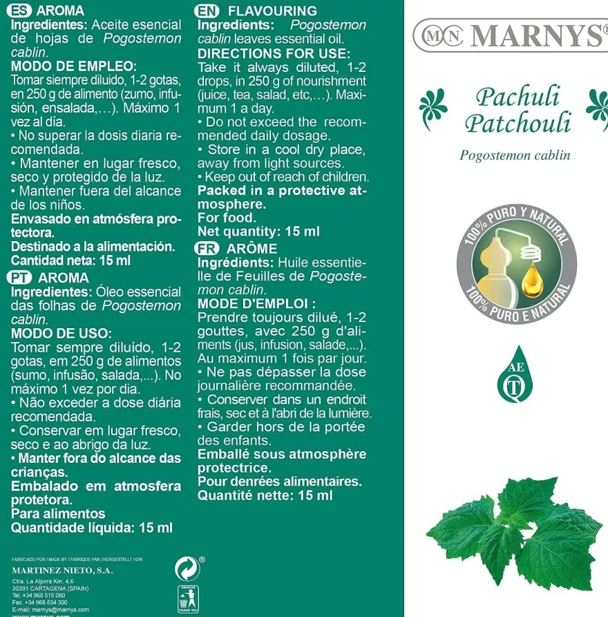 Marnys Pachuli Aceite Esencial 15ml