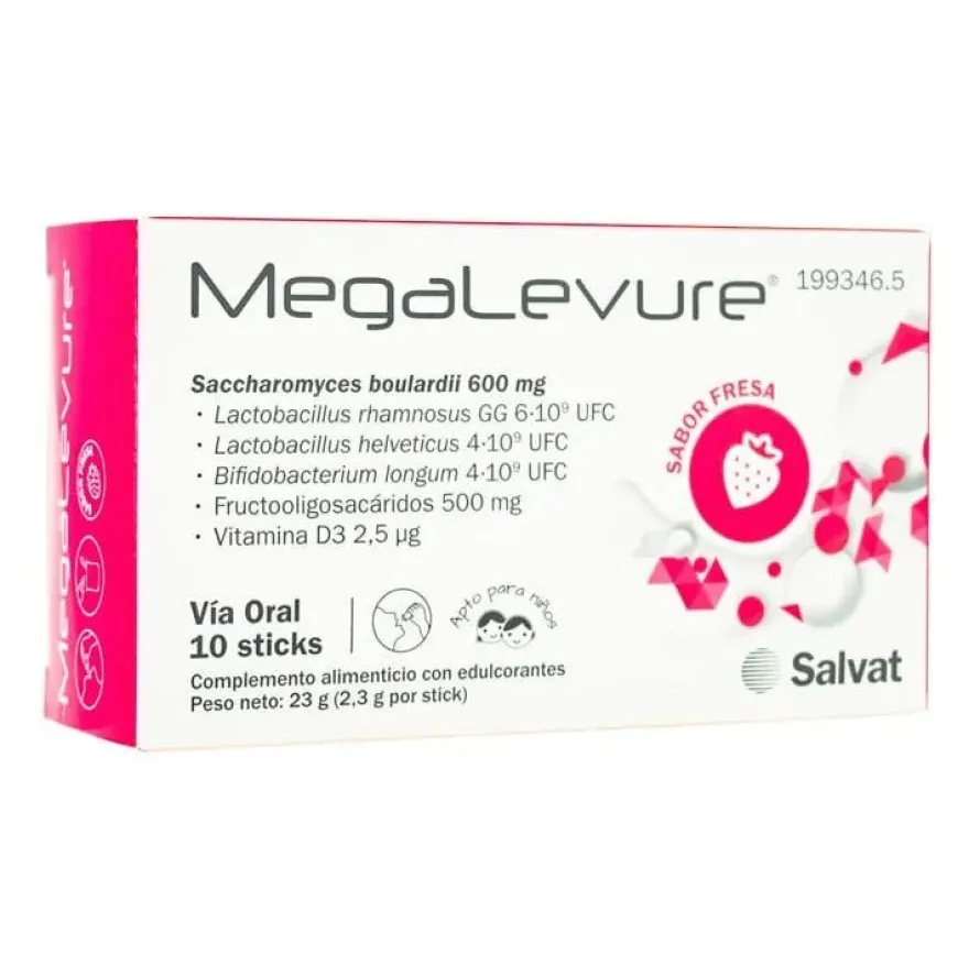 Megalevure Sabor Fresa 10 Sticks