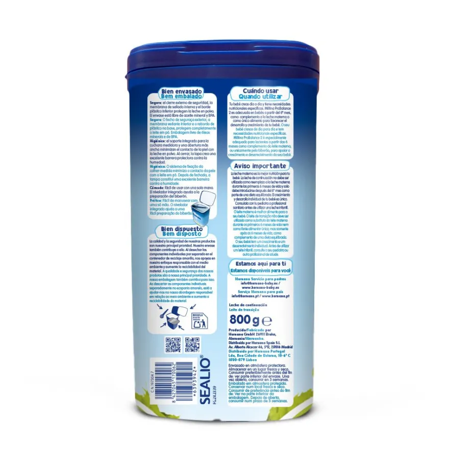 MILTINA 2 Probalance Leche de Continuación +6 meses 800gr