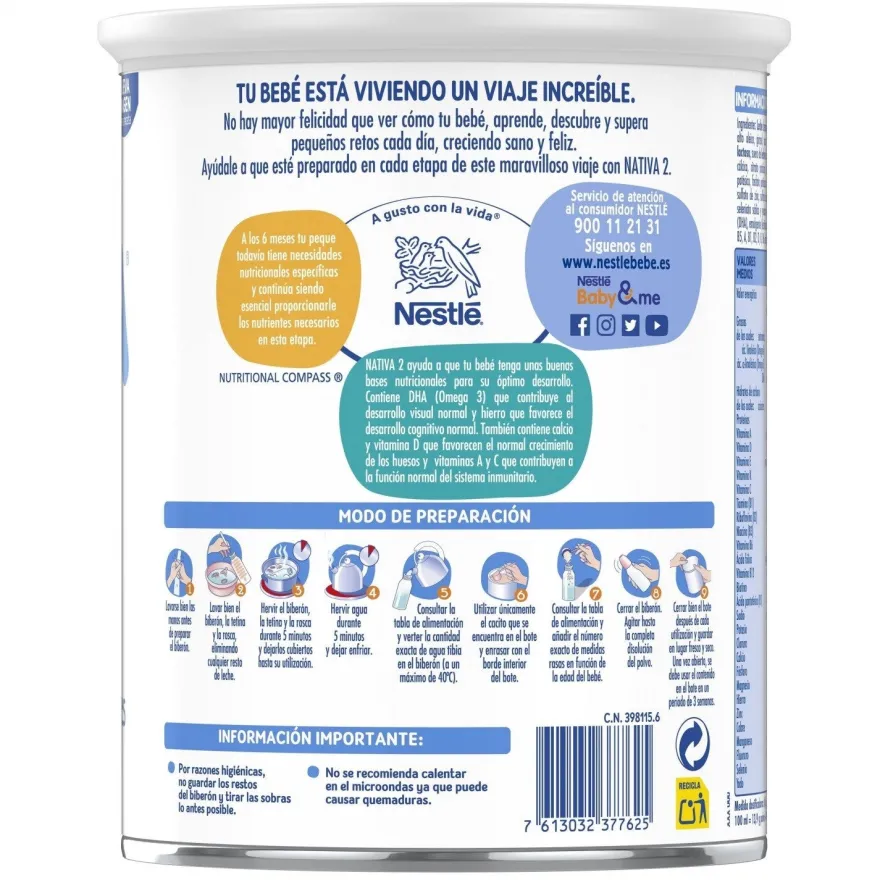 NATIVA 2 Leche de Continuación 800g Nestlé