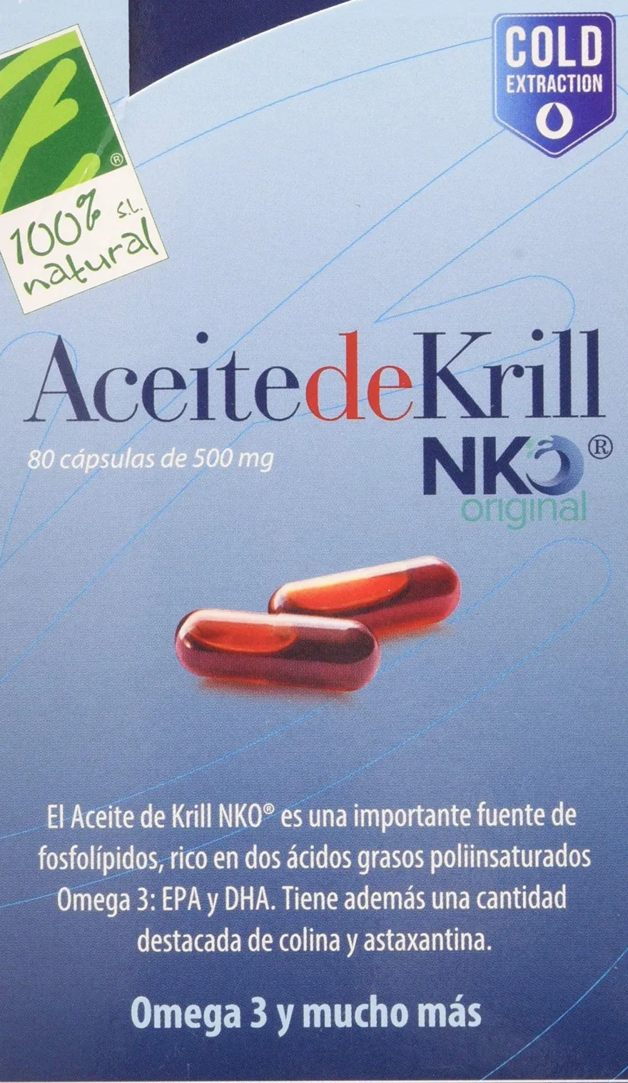 100% Natural Aceite De Krill Nko 80 Cápsulas de 500 mg
