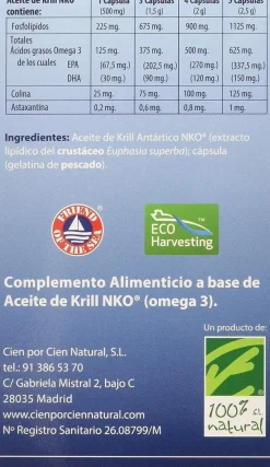 100% Natural Aceite De Krill Nko 80 Cápsulas de 500 mg