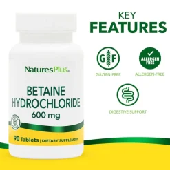 Natures Plus Betaína HCL 600 mg 90 Comprimidos