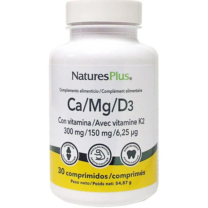 Natures Plus Ca/Mg/D3 + K2 30 Comprimidos
