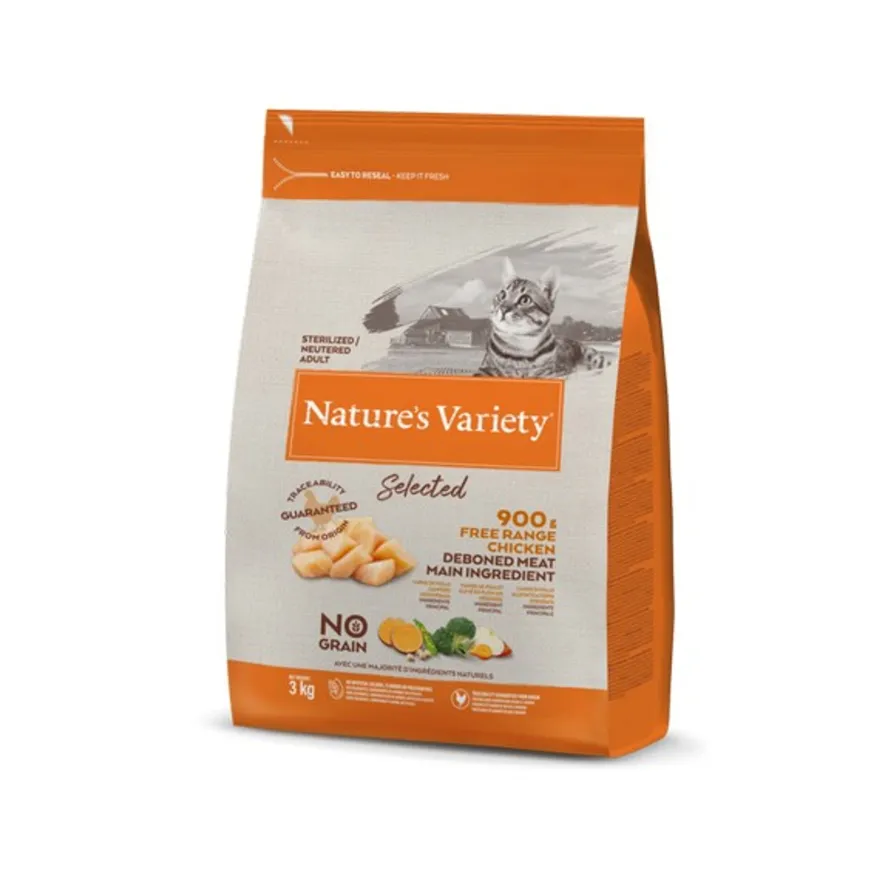 Nature's Variety Cat No Grain Steril Pollo Alimento Seco 3000g