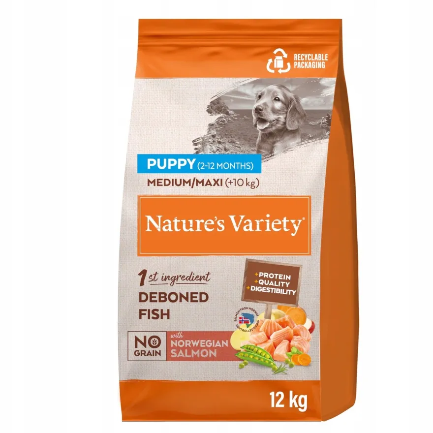 Nature's Variety Dog No Grain Puppy Medium Salmón 12Kg
